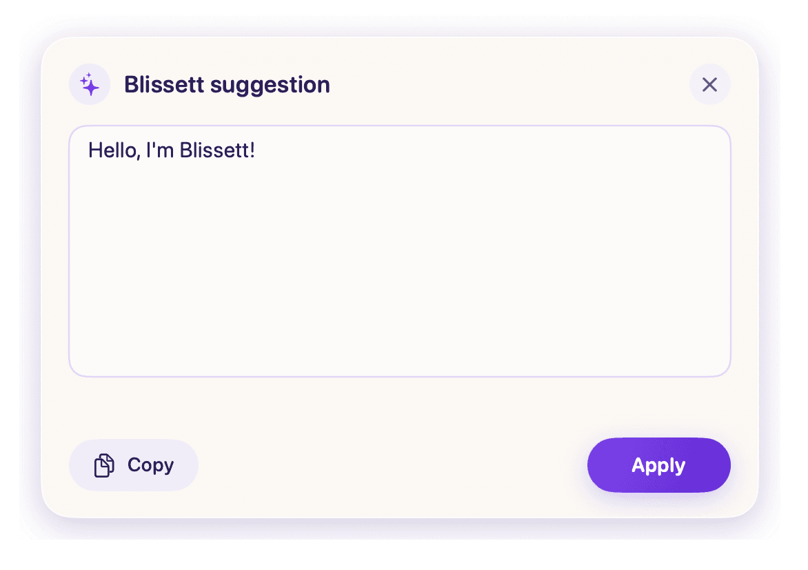 Blissett suggestion preview
